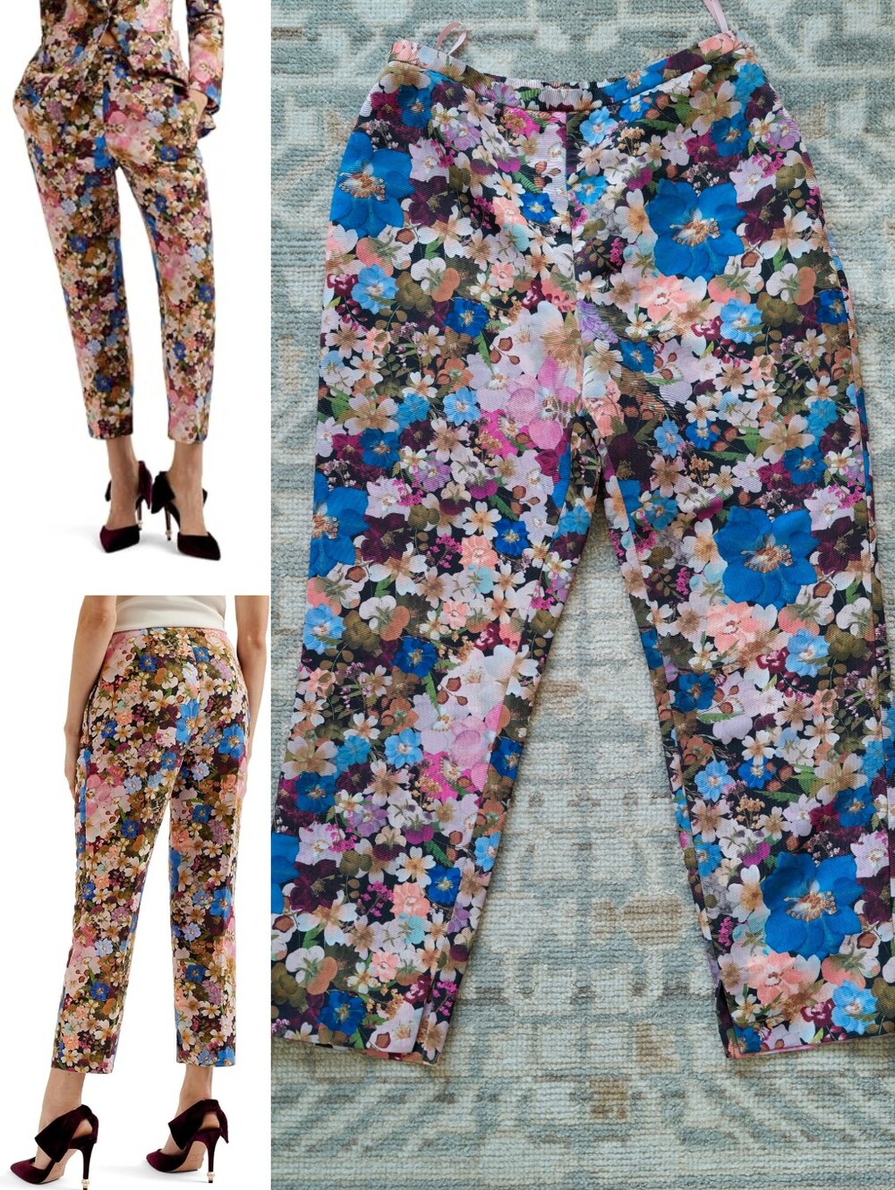 Like New Ted Baker Women's Madonid Printed Cdopped Trousers Floral Pants